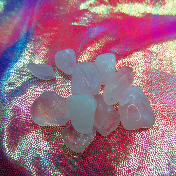 Rose Quartz Crystal Tumbled 1 Ounce Grid Set - Picture 1 of 4
